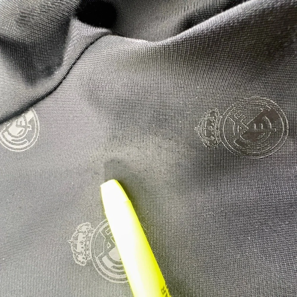 Adidas Real Madrid Track Jacket Mens Medium Black Neon Yellow Full Zip Soccer